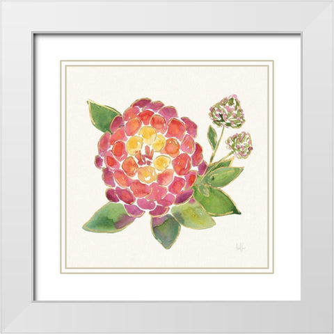 Tropical Fun Flowers II with Gold White Modern Wood Framed Art Print with Double Matting by Sussman, Harriet