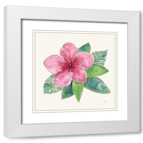 Tropical Fun Flowers III with Gold White Modern Wood Framed Art Print with Double Matting by Sussman, Harriet