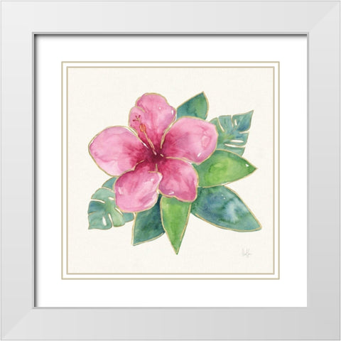 Tropical Fun Flowers III with Gold White Modern Wood Framed Art Print with Double Matting by Sussman, Harriet