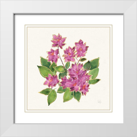 Tropical Fun Flowers IV with Gold White Modern Wood Framed Art Print with Double Matting by Sussman, Harriet