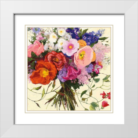 Bouquet de Printemps White Modern Wood Framed Art Print with Double Matting by Novak, Shirley