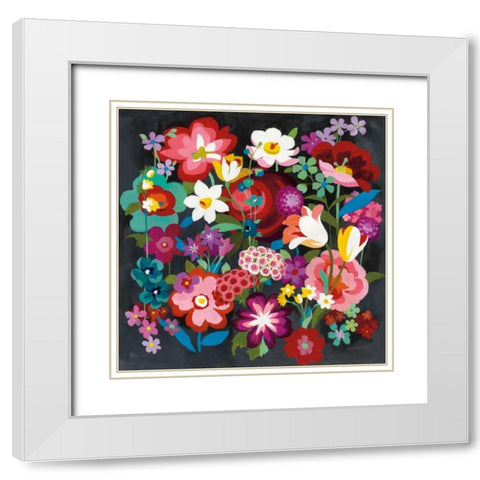 Alpine Florals White Modern Wood Framed Art Print with Double Matting by Nai, Danhui