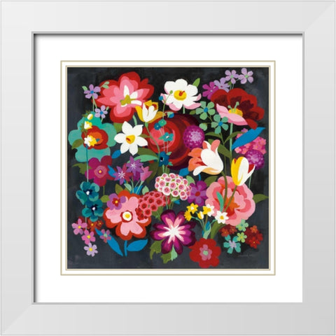 Alpine Florals White Modern Wood Framed Art Print with Double Matting by Nai, Danhui