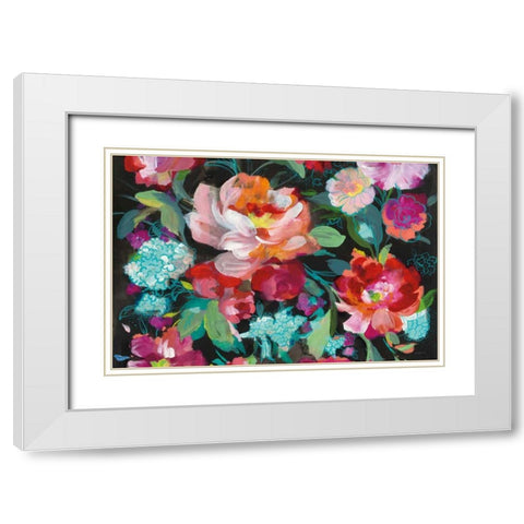 Bright Floral Medley Crop White Modern Wood Framed Art Print with Double Matting by Nai, Danhui