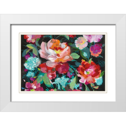 Bright Floral Medley Crop White Modern Wood Framed Art Print with Double Matting by Nai, Danhui