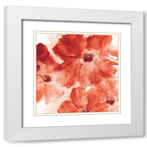 Seashell Cosmos I Red and Orange White Modern Wood Framed Art Print with Double Matting by Paschke, Chris