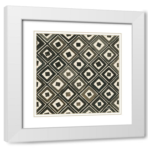 Diagonal Squares Light White Modern Wood Framed Art Print with Double Matting by Lovell, Kathrine