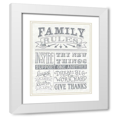 Family Rules II Gray Words White Modern Wood Framed Art Print with Double Matting by Urban, Mary
