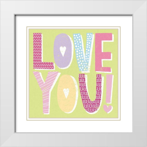 Words of Love II White Modern Wood Framed Art Print with Double Matting by Hershey, Moira