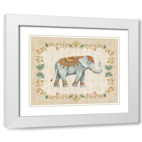 Elephant Walk II White Modern Wood Framed Art Print with Double Matting by Brissonnet, Daphne