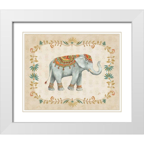 Elephant Walk II White Modern Wood Framed Art Print with Double Matting by Brissonnet, Daphne