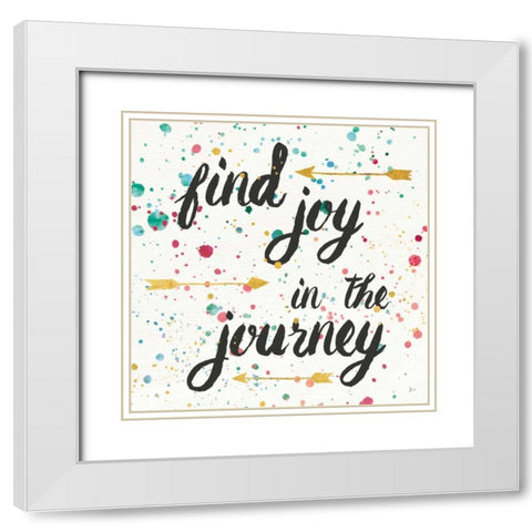 Think Happy I White Modern Wood Framed Art Print with Double Matting by Aiken, Jess