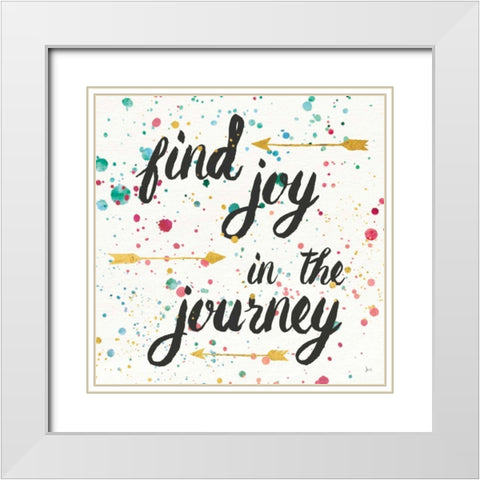 Think Happy I White Modern Wood Framed Art Print with Double Matting by Aiken, Jess