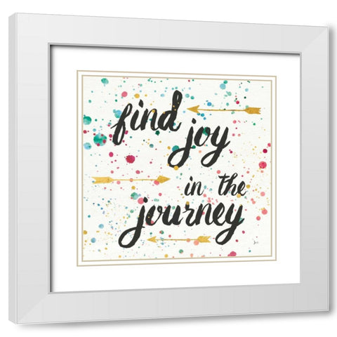 Think Happy I White Modern Wood Framed Art Print with Double Matting by Aiken, Jess