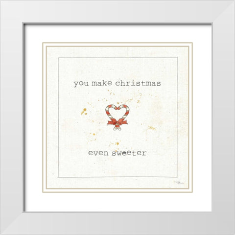 Christmas Cuties II White Modern Wood Framed Art Print with Double Matting by Pela Studio
