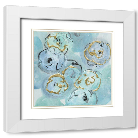 Gold Edged Teal I White Modern Wood Framed Art Print with Double Matting by Paschke, Chris