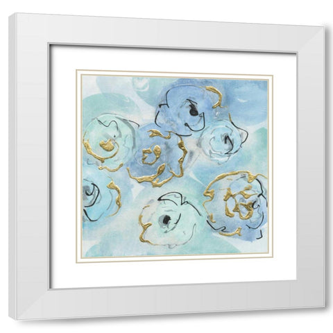 Gold Edged Teal II White Modern Wood Framed Art Print with Double Matting by Paschke, Chris