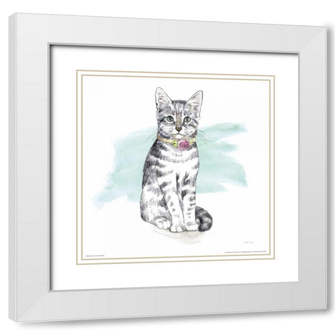 Fancy Cats I Watercolor White Modern Wood Framed Art Print with Double Matting by Grove, Beth