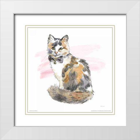 Fancy Cats II Watercolor White Modern Wood Framed Art Print with Double Matting by Grove, Beth
