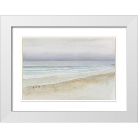 Serene Seaside White Modern Wood Framed Art Print with Double Matting by Wiens, James