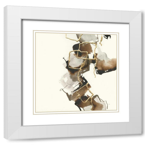 Gold Squares II White Modern Wood Framed Art Print with Double Matting by Paschke, Chris