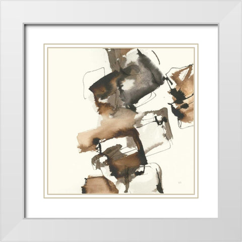 Stacked I White Modern Wood Framed Art Print with Double Matting by Paschke, Chris