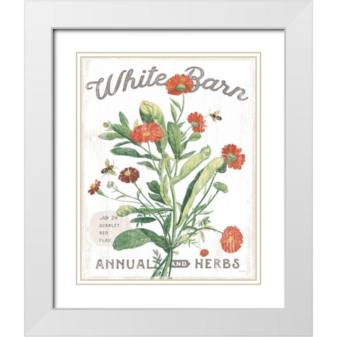 White Barn Flowers IV White Modern Wood Framed Art Print with Double Matting by Schlabach, Sue