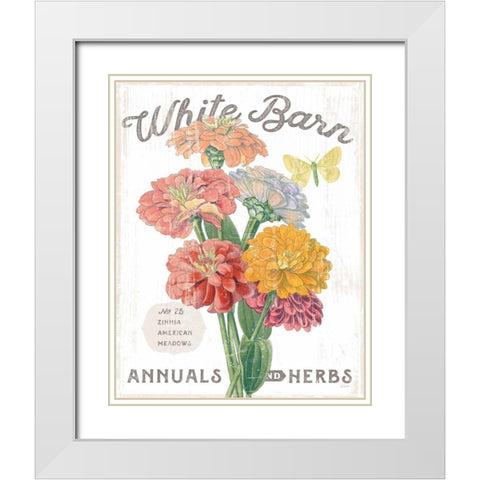 White Barn Flowers V White Modern Wood Framed Art Print with Double Matting by Schlabach, Sue