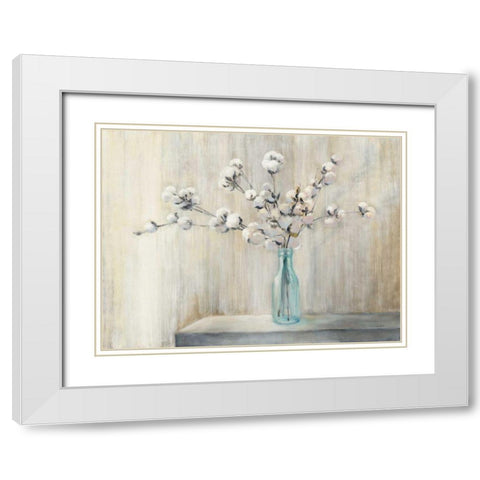 Cotton Bouquet White Modern Wood Framed Art Print with Double Matting by Purinton, Julia