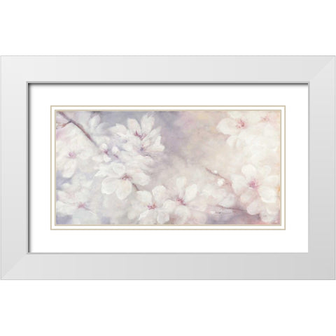 Cherry Blossoms White Modern Wood Framed Art Print with Double Matting by Purinton, Julia