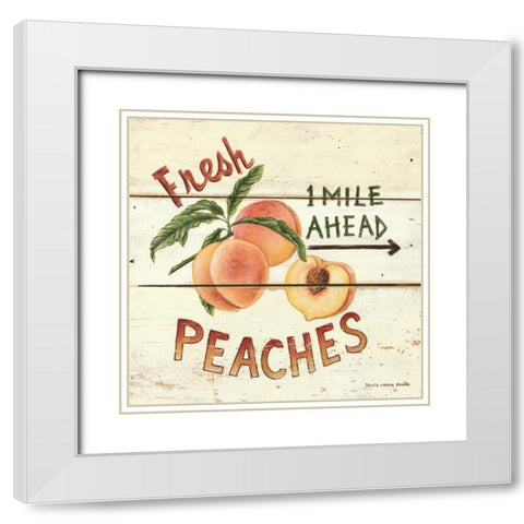 Fresh Peaches White Modern Wood Framed Art Print with Double Matting by Brown, David Carter