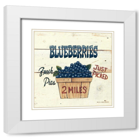 Blueberries Just Picked White Modern Wood Framed Art Print with Double Matting by Brown, David Carter