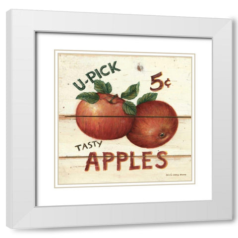 U-Pick Apples White Modern Wood Framed Art Print with Double Matting by Brown, David Carter