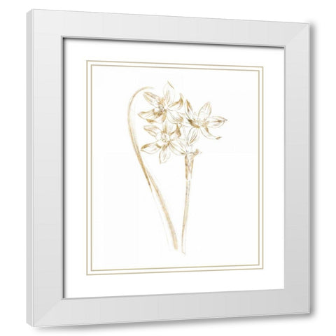 Gilded Botanical IV White Modern Wood Framed Art Print with Double Matting by Wild Apple Portfolio
