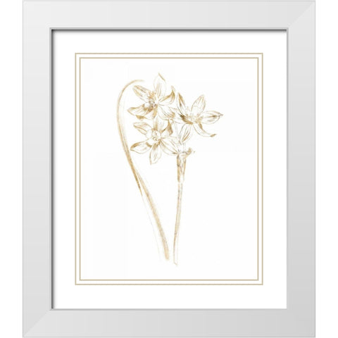 Gilded Botanical IV White Modern Wood Framed Art Print with Double Matting by Wild Apple Portfolio