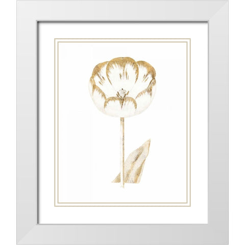 Gilded Botanical V White Modern Wood Framed Art Print with Double Matting by Wild Apple Portfolio