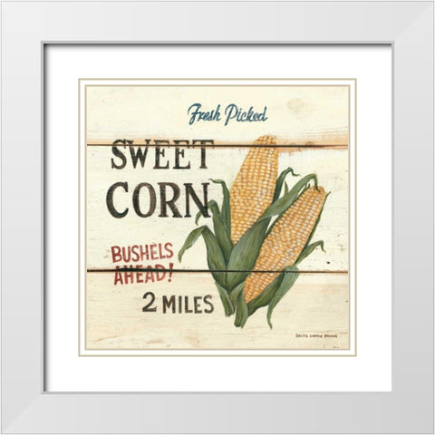 FreshPicked Sweet Corn White Modern Wood Framed Art Print with Double Matting by Brown, David Carter