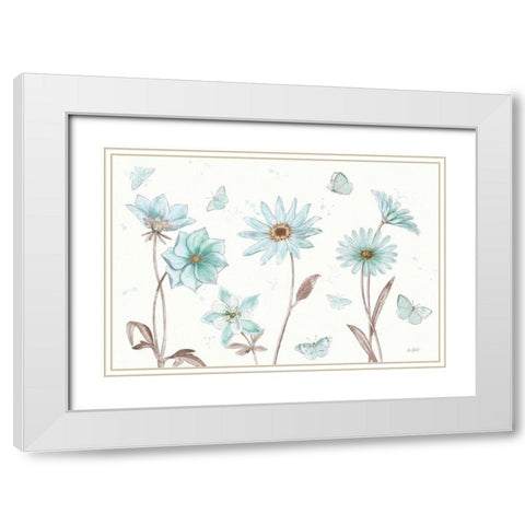 Bits of Blue I White Modern Wood Framed Art Print with Double Matting by Pertiet, Katie