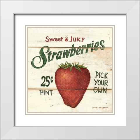 Sweet and Juicy Strawberries White Modern Wood Framed Art Print with Double Matting by Brown, David Carter