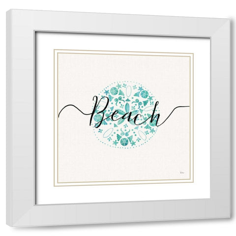 Sea Charms II Teal White Modern Wood Framed Art Print with Double Matting by Charron, Veronique