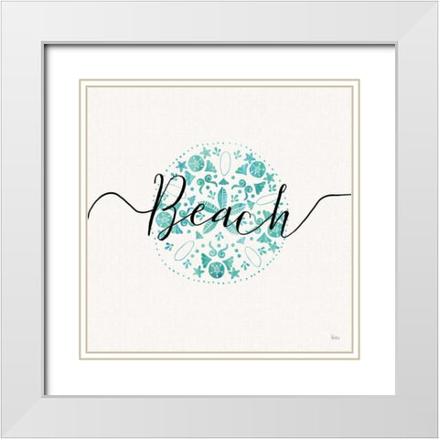 Sea Charms II Teal White Modern Wood Framed Art Print with Double Matting by Charron, Veronique