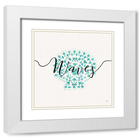 Sea Charms III Teal White Modern Wood Framed Art Print with Double Matting by Charron, Veronique