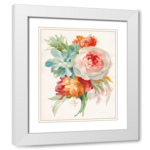 Garden Bouquet I Orange Red White Modern Wood Framed Art Print with Double Matting by Nai, Danhui