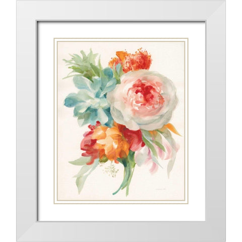 Garden Bouquet I Orange Red White Modern Wood Framed Art Print with Double Matting by Nai, Danhui