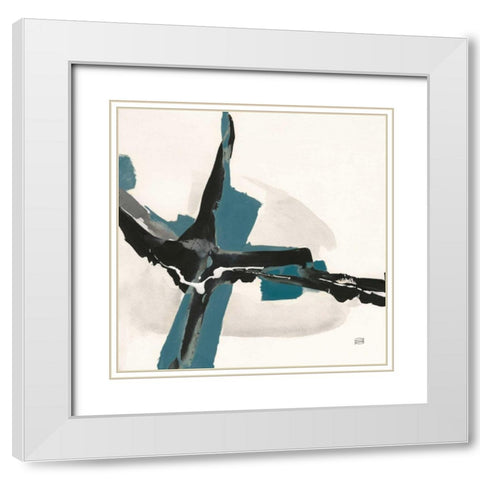 Creamy Cerulean I White Modern Wood Framed Art Print with Double Matting by Paschke, Chris