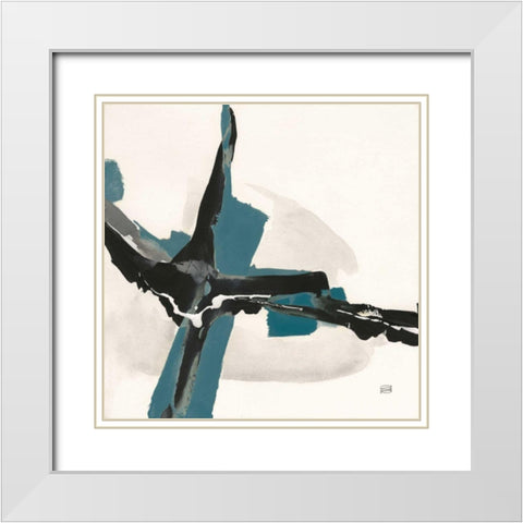 Creamy Cerulean I White Modern Wood Framed Art Print with Double Matting by Paschke, Chris