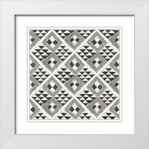 African Wild Pattern II BW White Modern Wood Framed Art Print with Double Matting by Wild Apple Portfolio