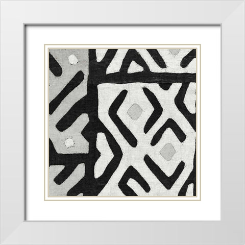 Kuba Cloth I Square I BW White Modern Wood Framed Art Print with Double Matting by Wild Apple Portfolio