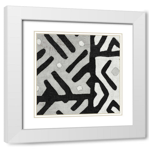 Kuba Cloth I Square II BW White Modern Wood Framed Art Print with Double Matting by Wild Apple Portfolio