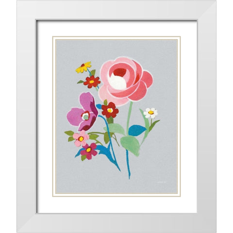 Alpine Bouquet I Gray White Modern Wood Framed Art Print with Double Matting by Nai, Danhui